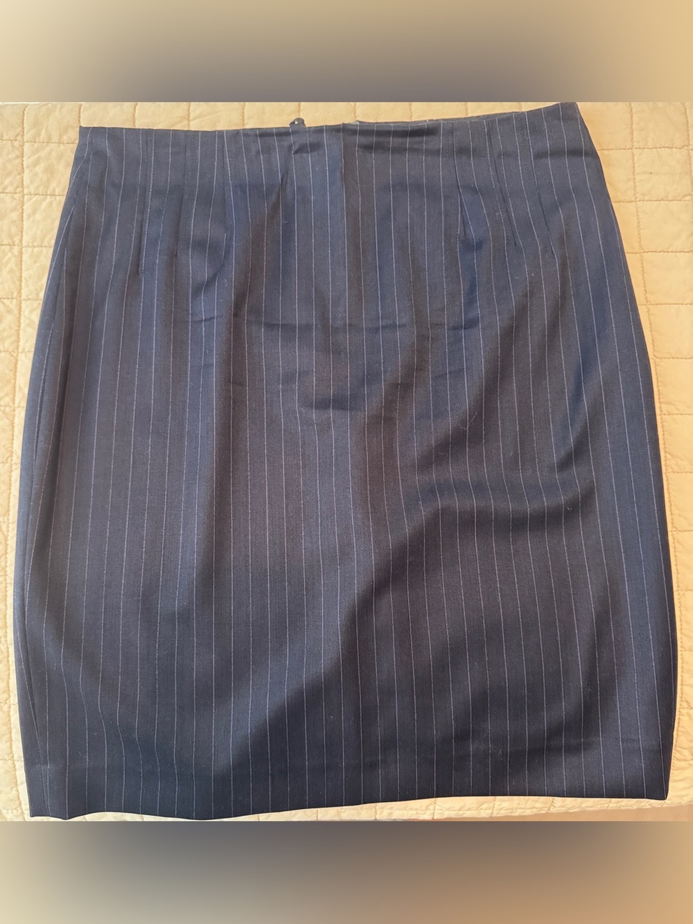 Brooks Brothers Navy Pinstripe Lined Pencil Skirt - Tailored Women's Workwear